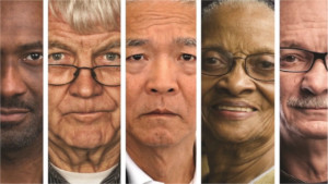 thumbnail with five adult faces for BCAN (Bladder Cancer Advocacy Network) health PSA video