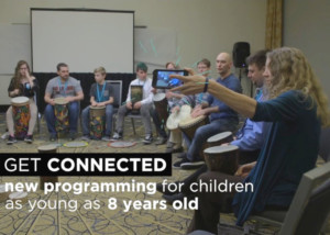 social media video thumbnail of youths teens adults drumming from medical conference filming