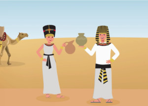 bequests animated video ancient egyptians holding vases camel walks behind