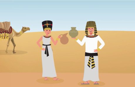 bequests animated video ancient egyptians holding vases camel walks behind