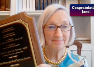 virtual awards video congratulates distinguished service awardee for national capital gift planning council virtual event with filming