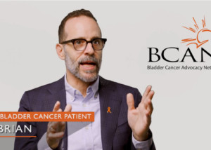 thumbnail with a patient for a cancer support group video supported by BCAN Bladder Cancer Advocacy Network