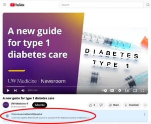 Example of YouTube Channel Health Context Context Label for Hospital with red oval