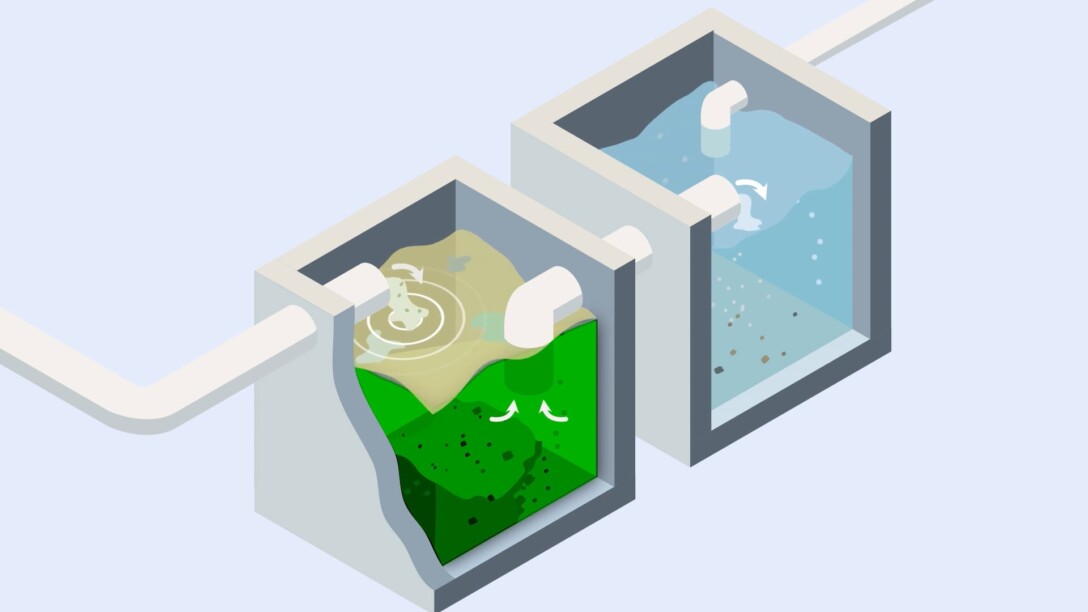 Thumbnail of an illustration showing how a home septic tank works for a septic system video