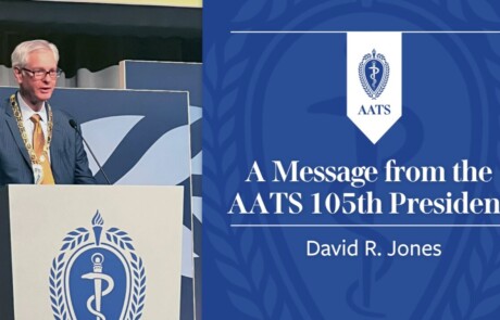 thumbnail of president video message featuring David R Jones AATS 105th president