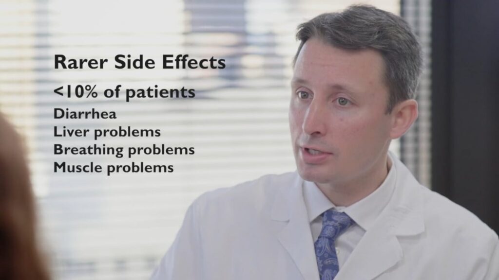 A health and medical video filmed by MiniMatters that shows a health professional talking to a camera wearing a white coat and blue tie