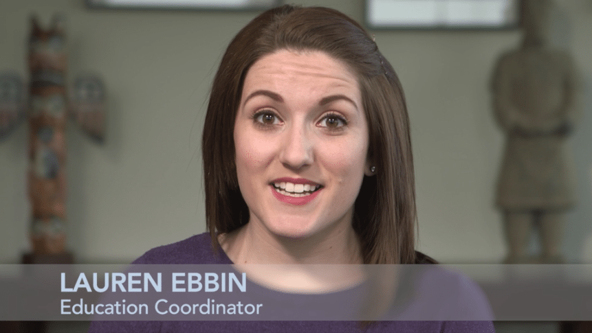 Gemini said A still from a nonprofit video production by miniMatters featuring Lauren Ebbin, Education Coordinator, during a professional interview.
