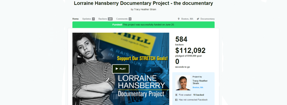 image of Lorraine Hansberry Documentary Project Kickstarter slider