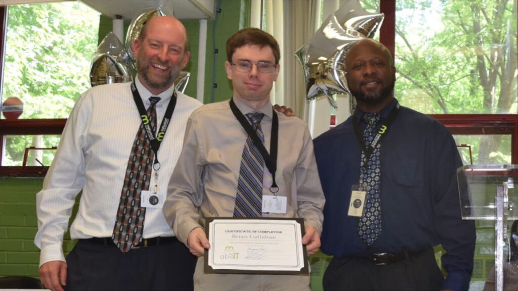 benevon video showing other abled educational program leaders and recipient with graduation certificate