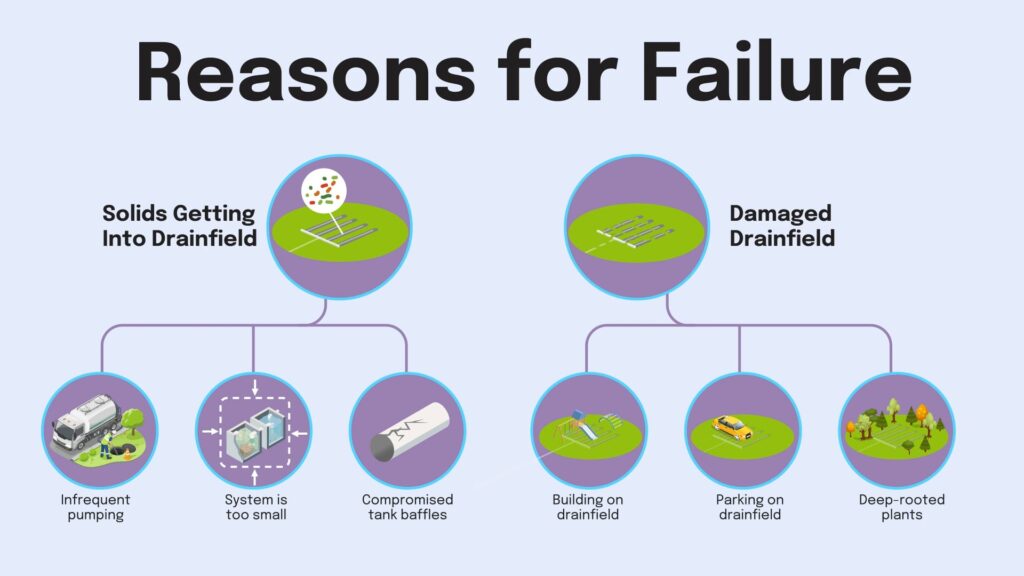 thumbnail for an explainer video listing reasons why a septic tank system might fail