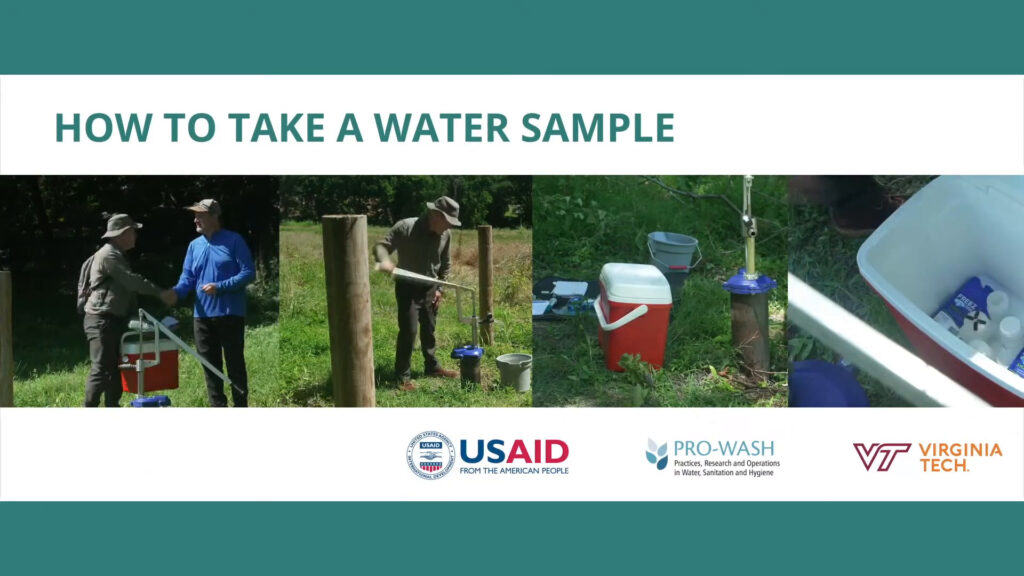 Thumbnail of a global development training video showing how to collect water sample