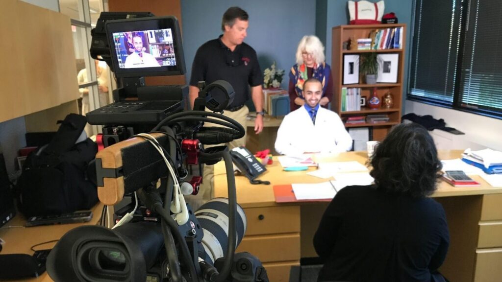 Maryland video production team filming on location