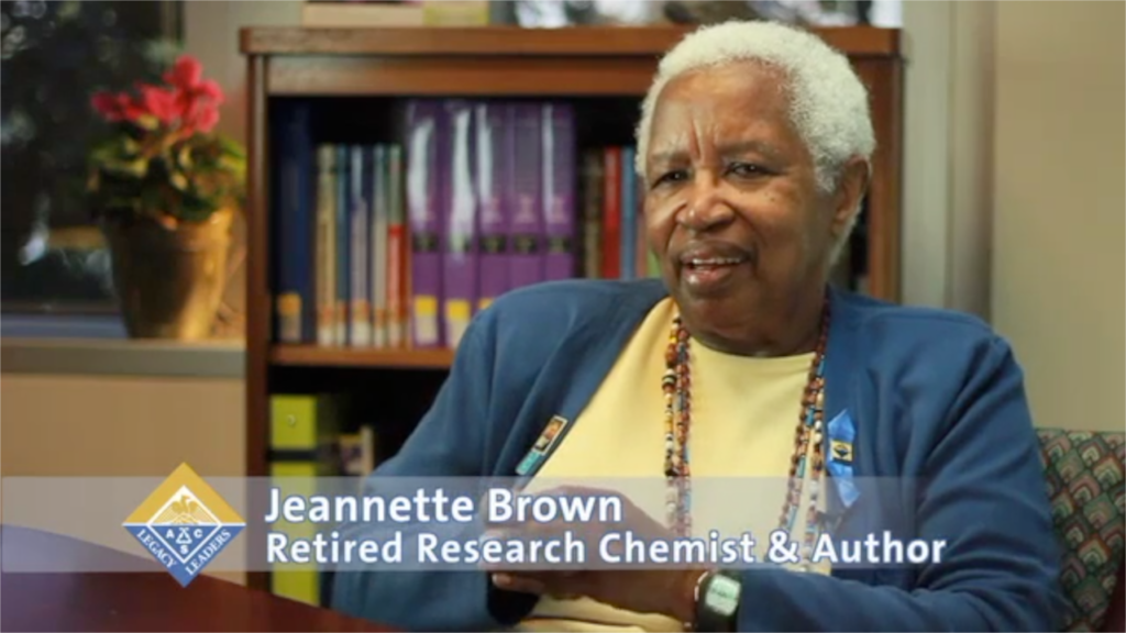 Jeanette speaking in video production interview still