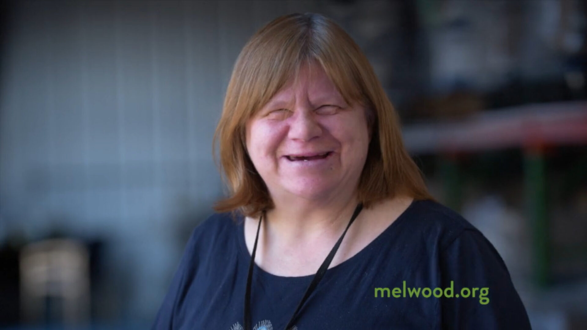 thumbnail of a Melwood program participant smiling for a 30-second commercial for fundraising video program participant
