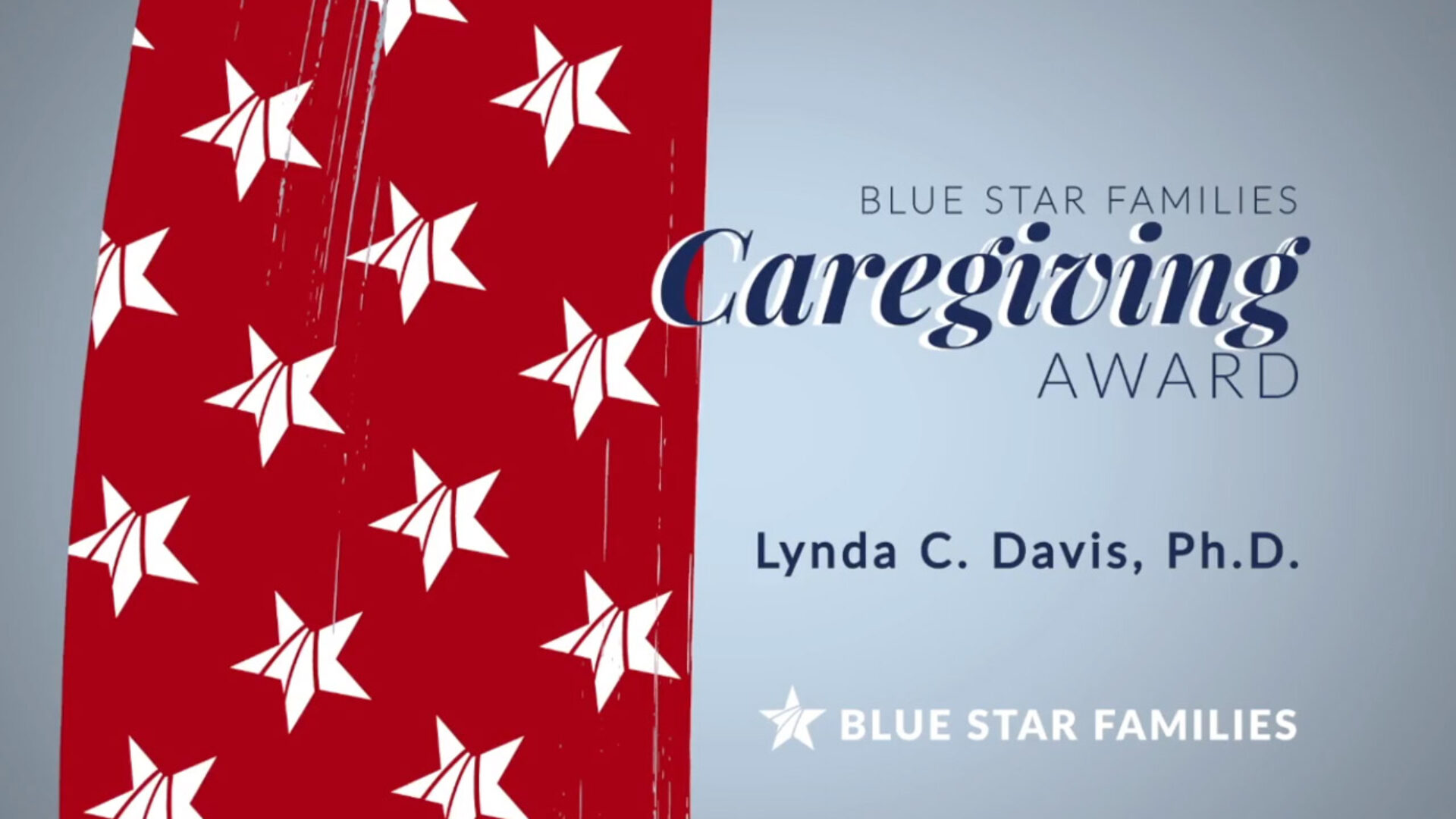 Blue Star Families Caregiving Award title graphic for nonprofit video production