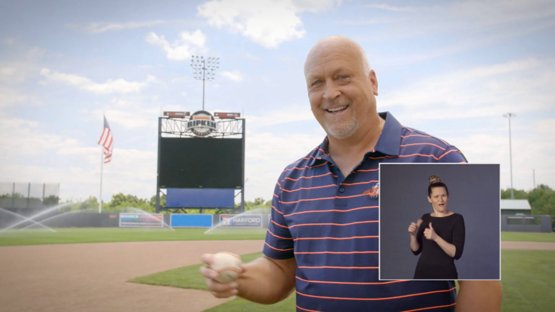 Thumbnail for Disability Employment Awareness Video with Cal Ripken holding baseball and ASL interpreter picture in picture