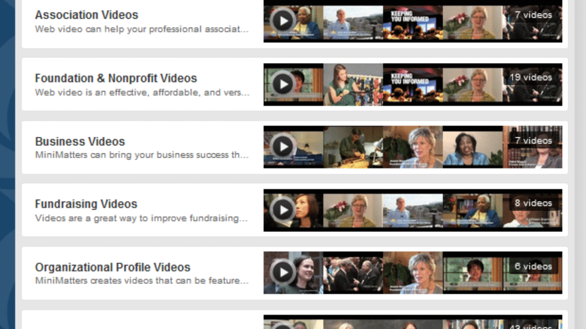Image of MiniMatters YouTube channel playlists