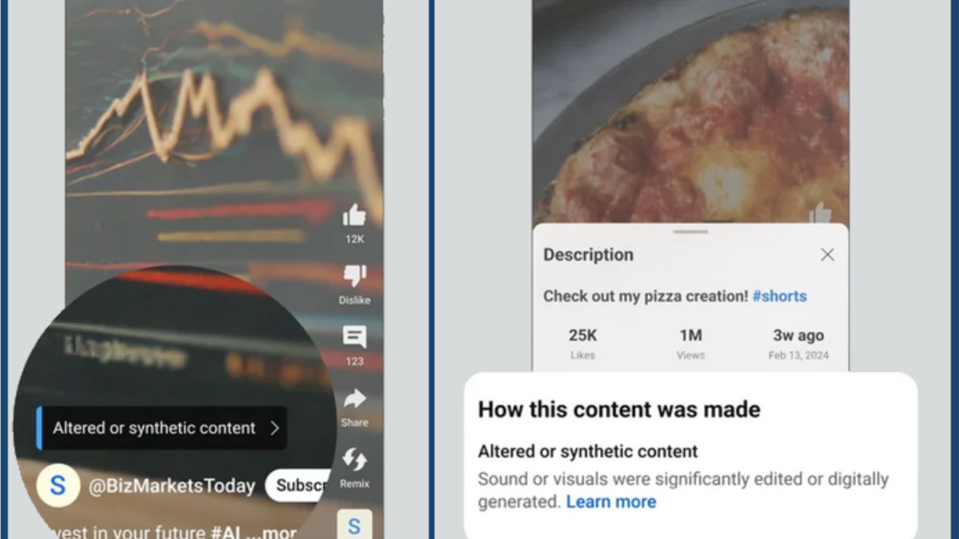 Screenshot of YouTube label for altered or synthetic content