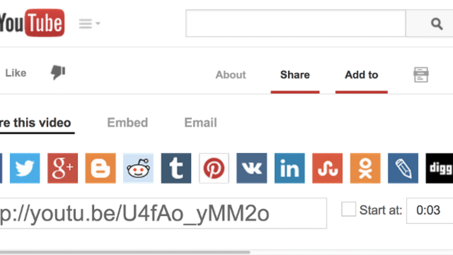 YouTube add video icons bar