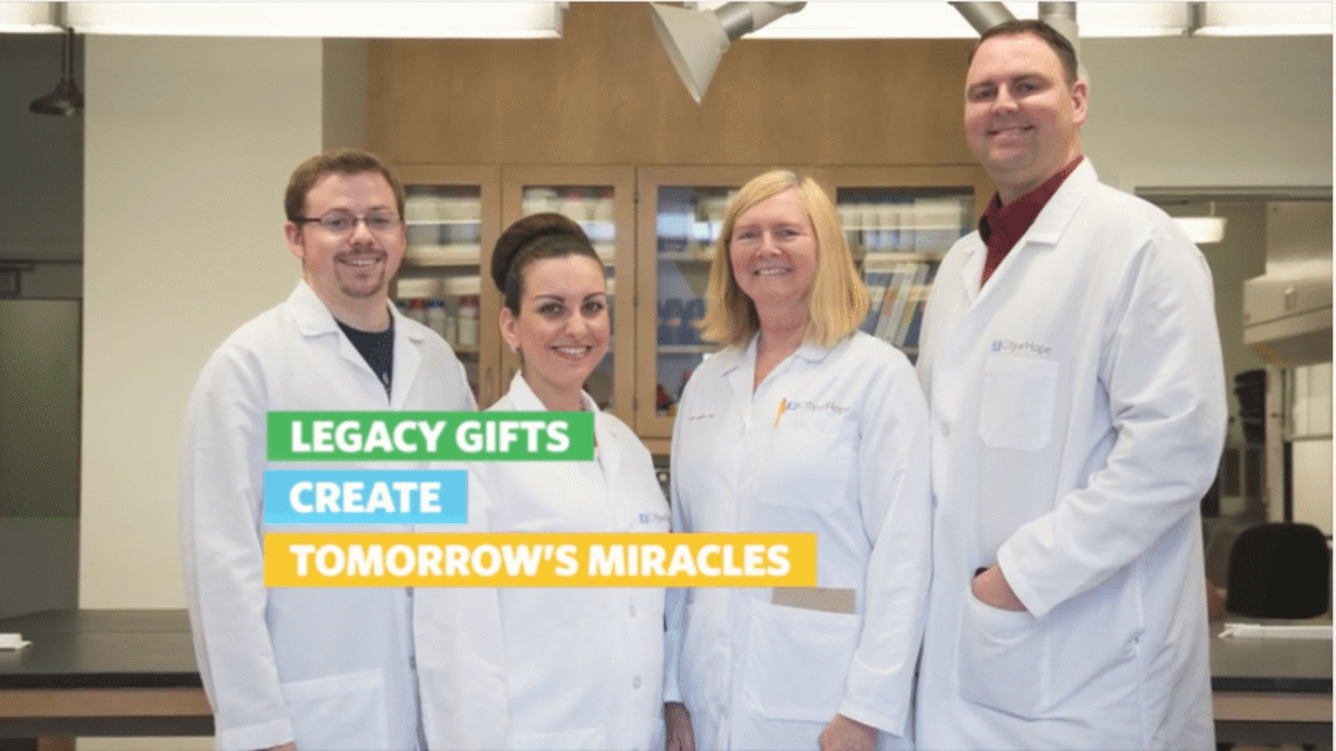 Cancer research team in laboratory supporting legacy giving fundraising campaign