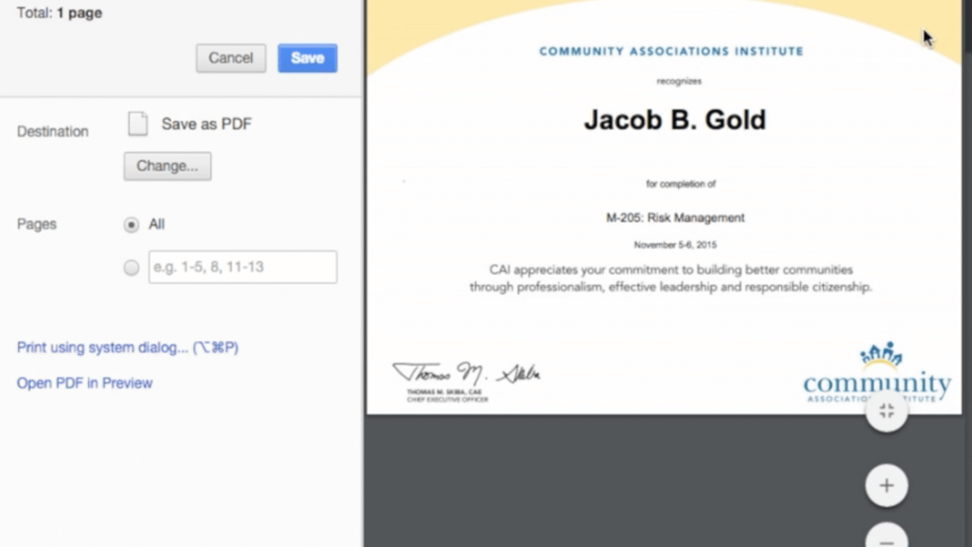 course completion certificate