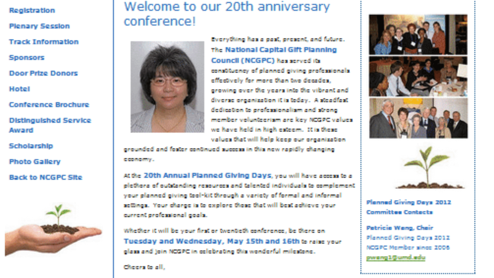 National Capital Gift Planning Council Conference Web page