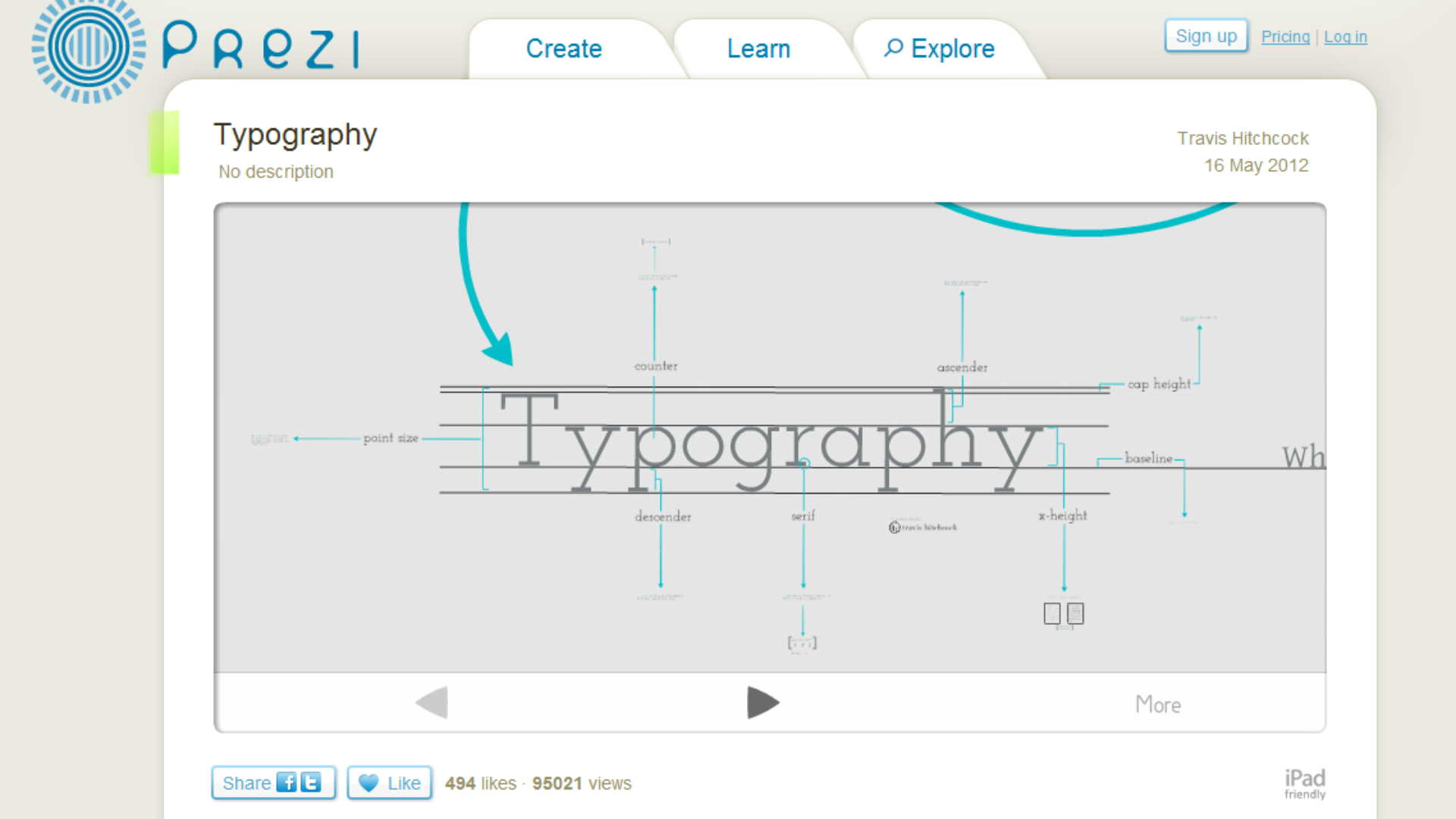 terrific Prezi presentation showing typography