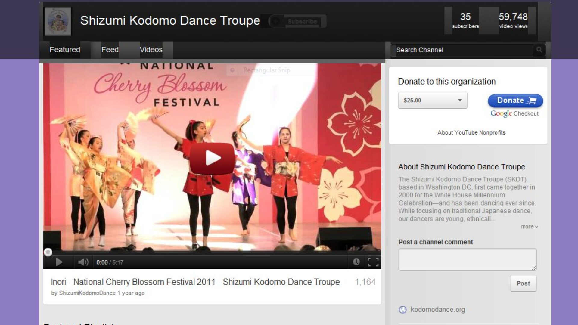 Shizumi Kodomo Japanese Dance Troupe YouTube Channel