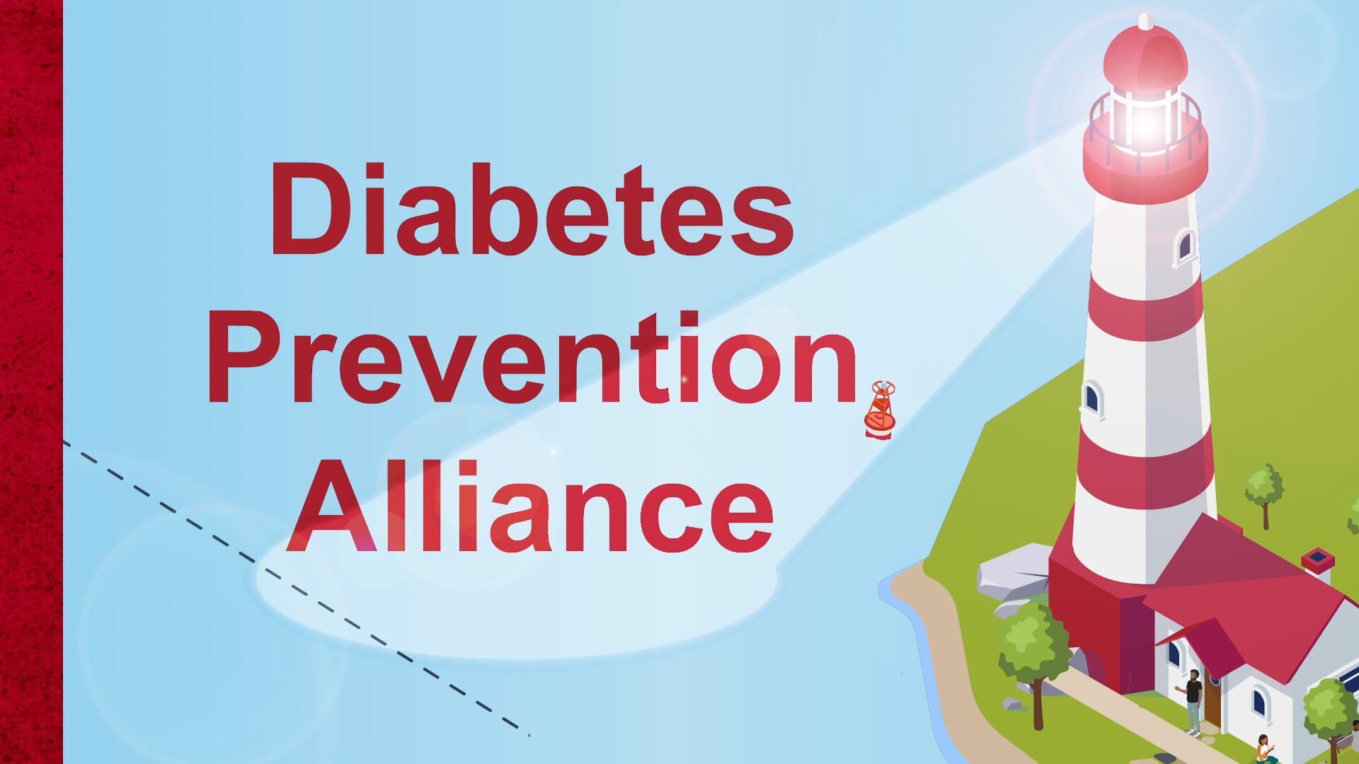 Thumbnail for a diabetes prevention alliance animated explainer video with a lighthouse shining light on the water