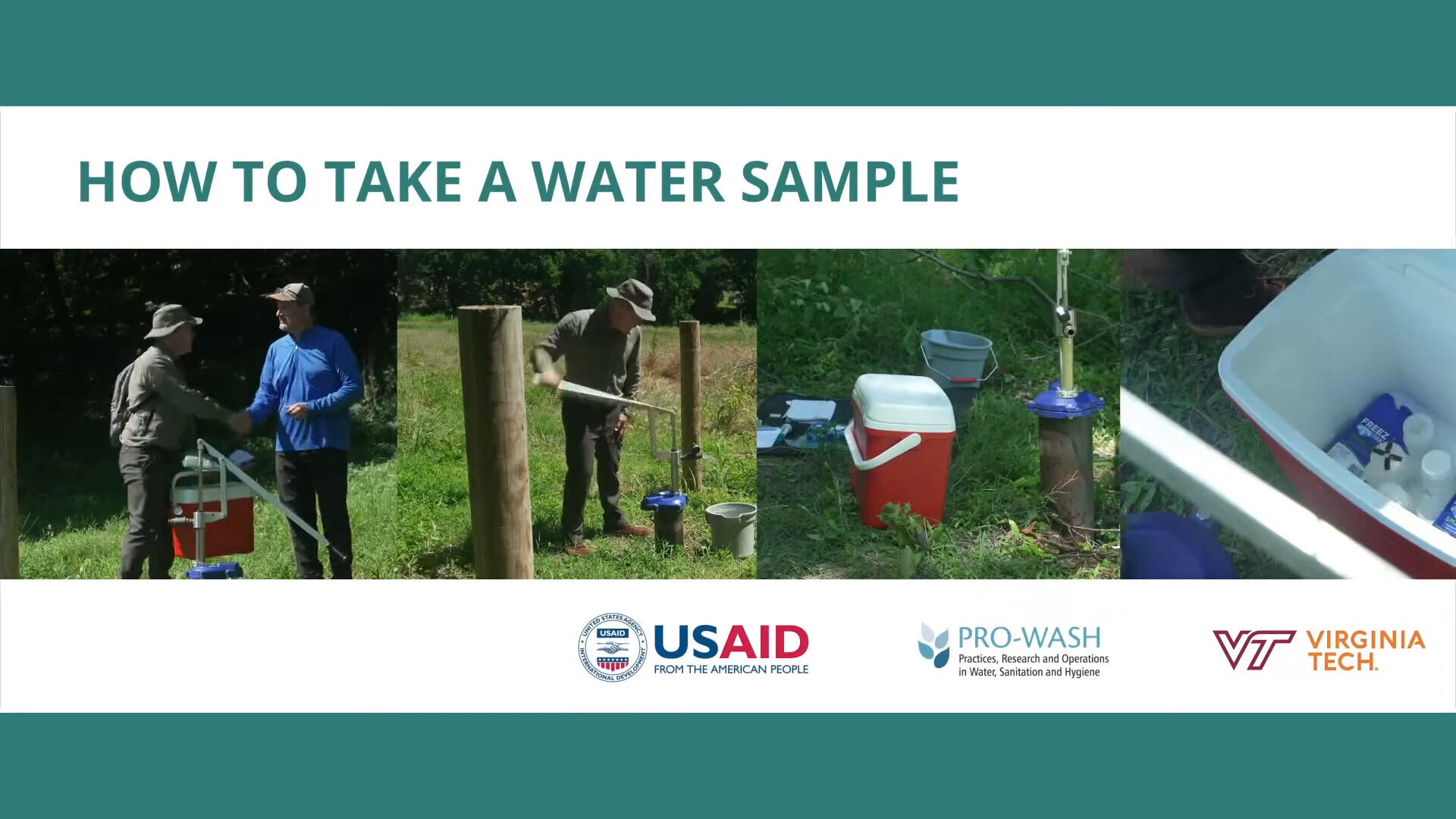 Thumbnail of a global development training video showing how to collect water sample