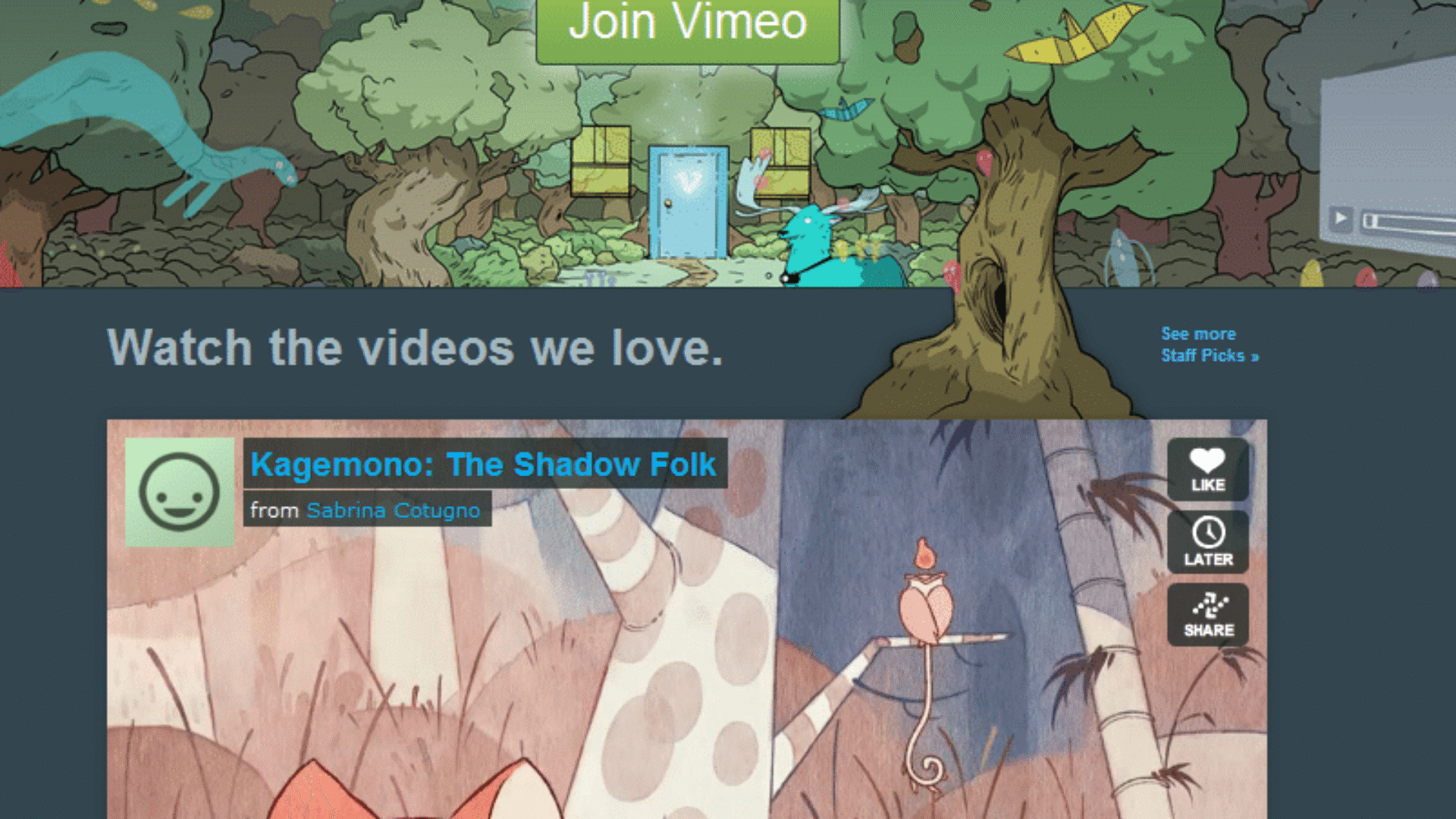 vimeo front page attractive